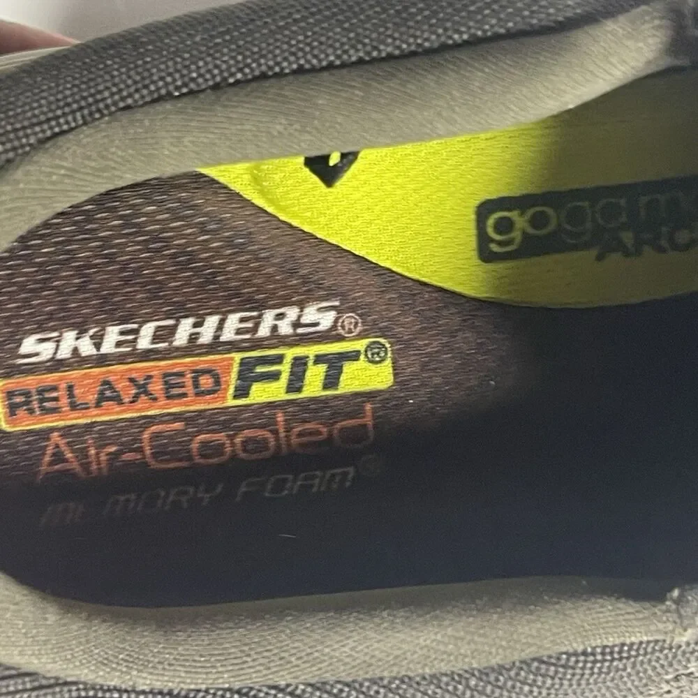 Skechers Relaxed Fit Memory Foam Shoes Mens 12 Olive Brown Slip On 204000 OLBR